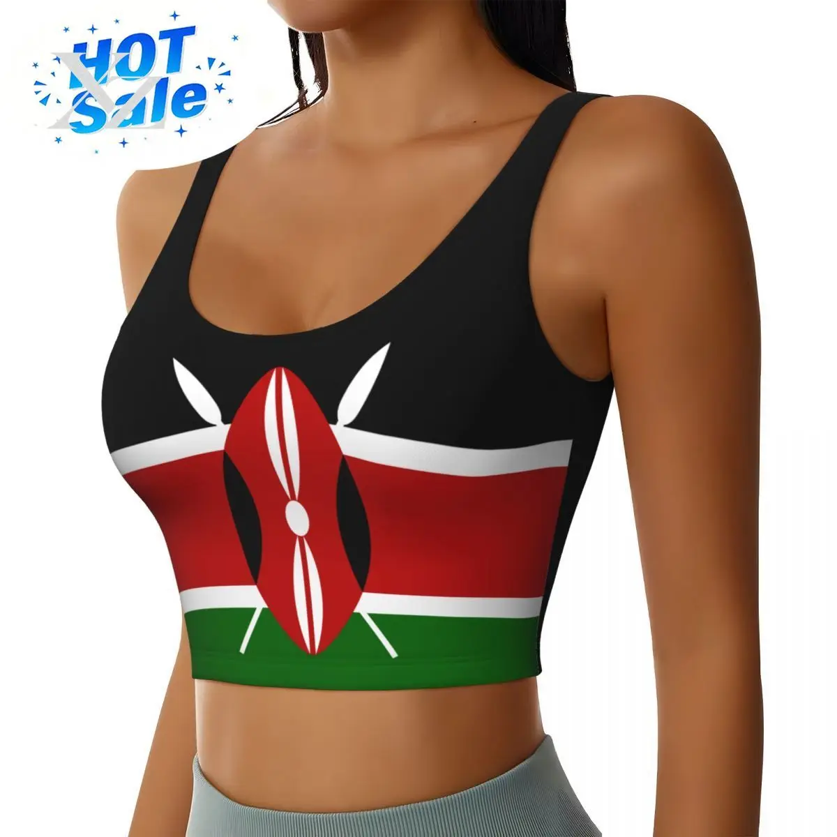 Trendy Kenya Flag Print Women's Sports Vest Yoga Vest Workout Vest Lightweight Running & Gym Activities For 2026 Durable