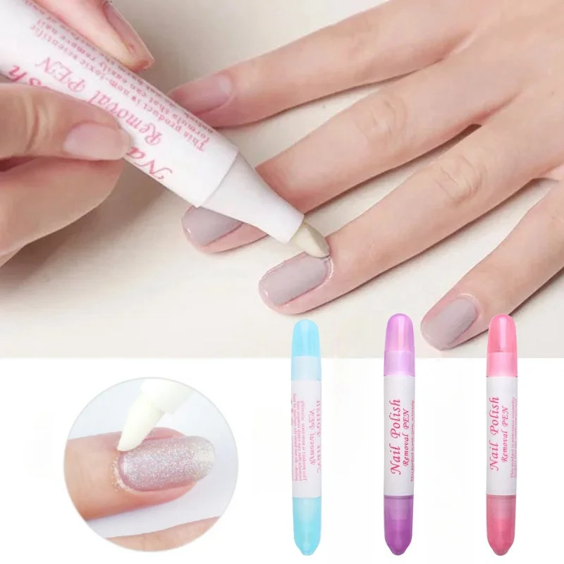 1pc Nagellack entferner Stifte UV Gel Nagellack entferner Reiniger Stift Maniküre Werkzeug mit 3 Stift köpfen durch zufälligen Korrektor Bleistift