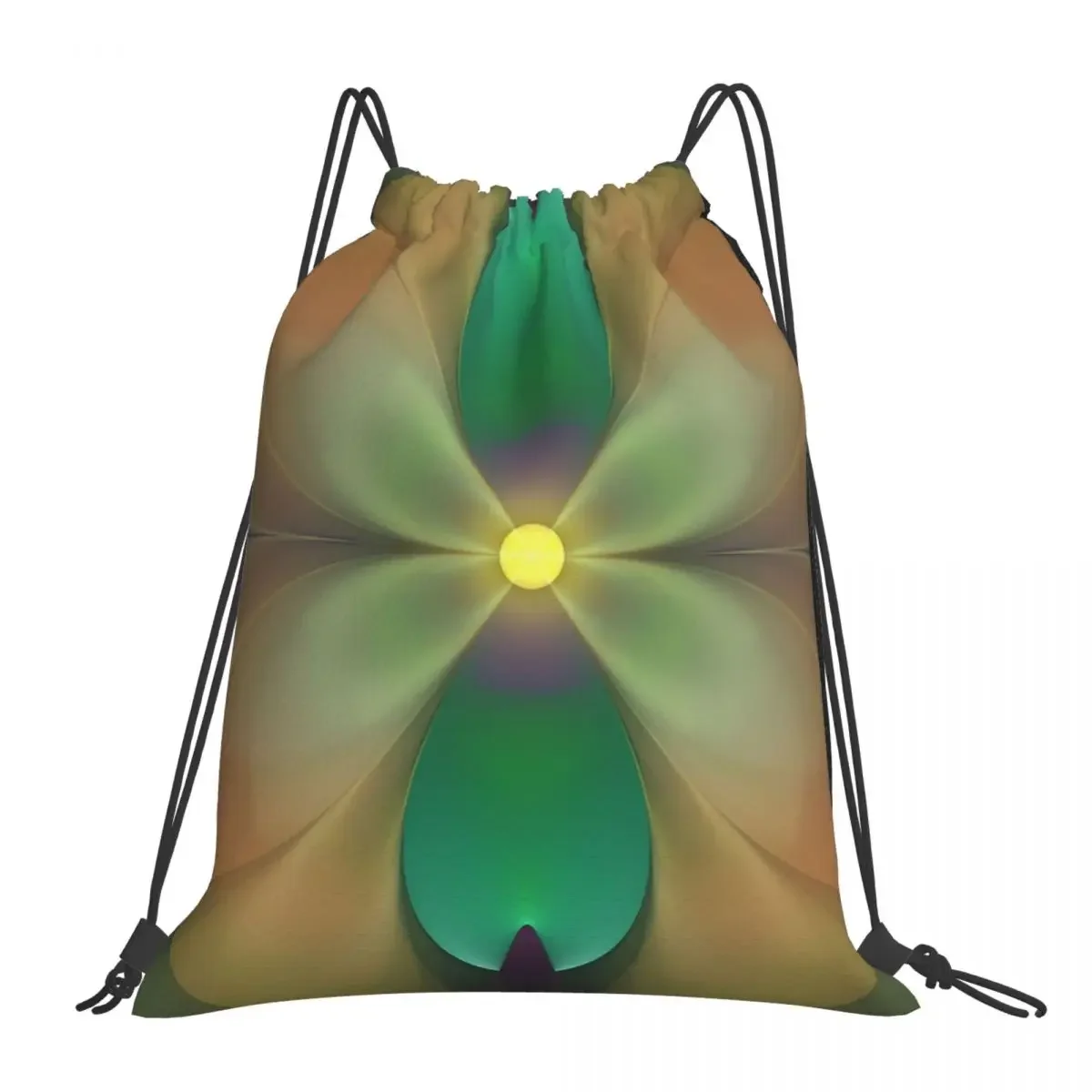 Opening Up, Floral Fractal Abstract Backpacks Multi-function Portable Drawstring Bags Sports Bag BookBag For Travel Students