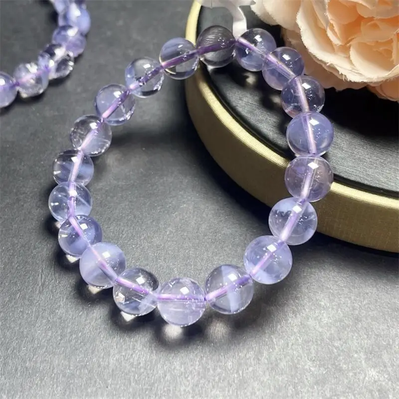 Natural Albite Jadeite Purple Quartz Bracelet Gemstone Crystal Healing Round Bead Bracelet Women Men Fine Jewelry Gift 9/10/11MM