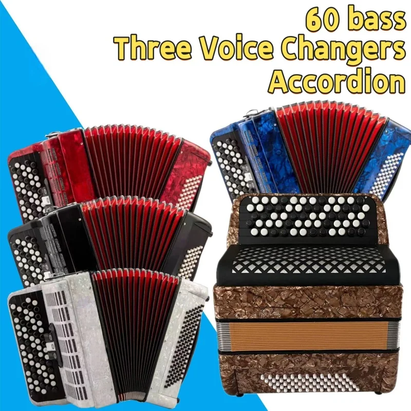 Accordion 60 bass button-type beginner's grading professional three-tone organ Keyboard Instruments Musical Instruments