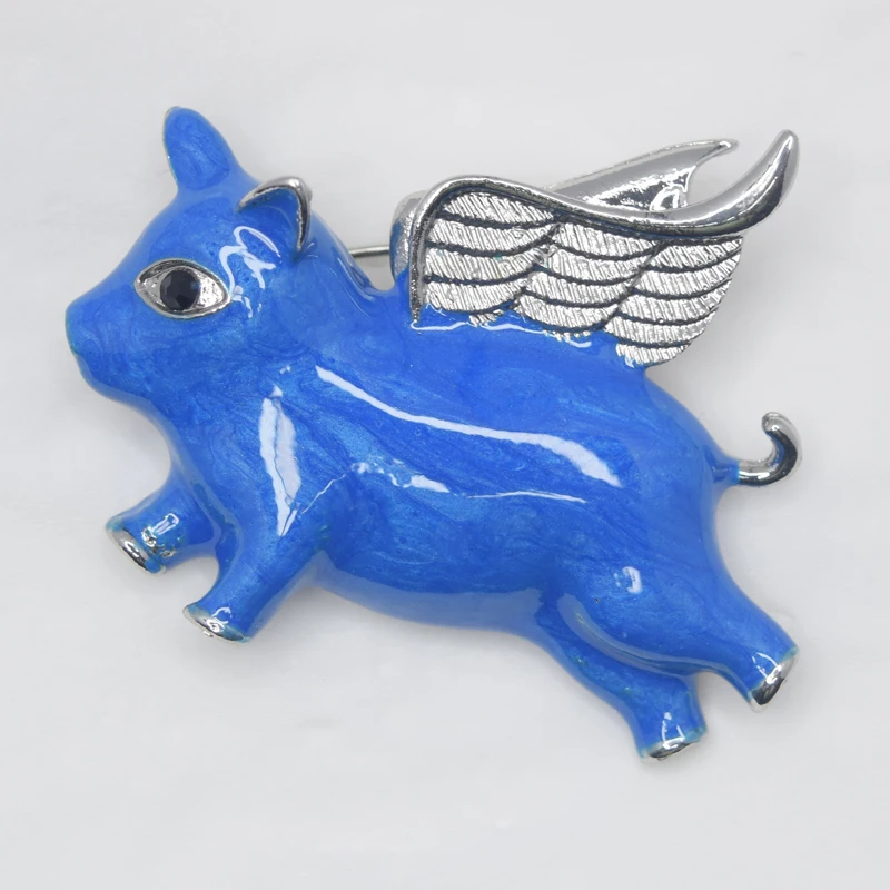 

12 шт./лот, оптовая продажа, изысканные стразы, эмаль, милый ангел, свинья, булавка, броши, ювелирные изделия, подарок C102024-A