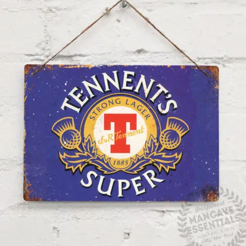 TENNANT'S SUPER intage Metal Wall sign Retro Pub Bar Mancave Drink Lager beer