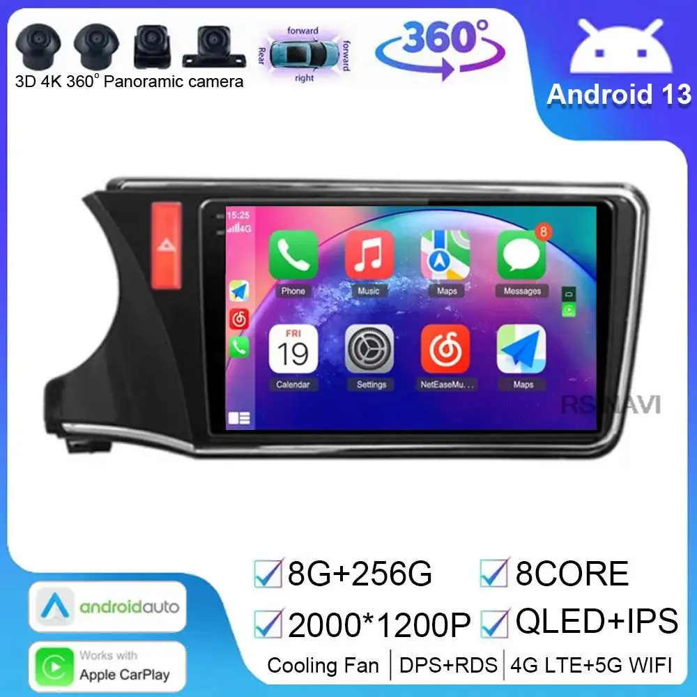 

Android 14 Car Radio For Honda City Grace 2014 - 2017 Multimedia Player Unit RHD Head Navigation GPS 4G Wifi BT DSP QLED Screen