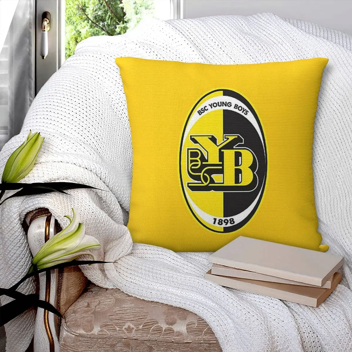 BSC Young Boys Swiss Football Sports Fans Bern Switzerland Square Pillowcase Pillow Cover Comfort Throw Pillow for Home Car