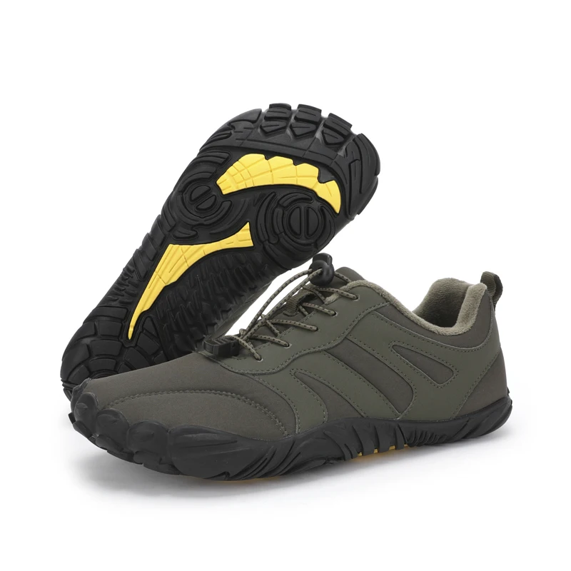 Couple-style wide-toe five-finger thermal fleece-lined cotton shoes | Anti-slip and wear-resistant outdoor climbing & hiking sh