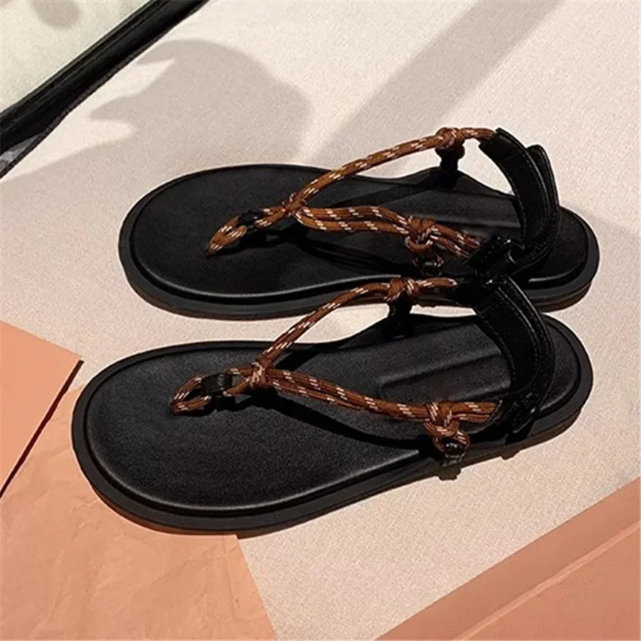 

Retro Rope Women Sandals Ladies Casual Flat Shoes Summer Beach Flats Sandalias Mujer 2024 New Holiday Vacation Flip Flops