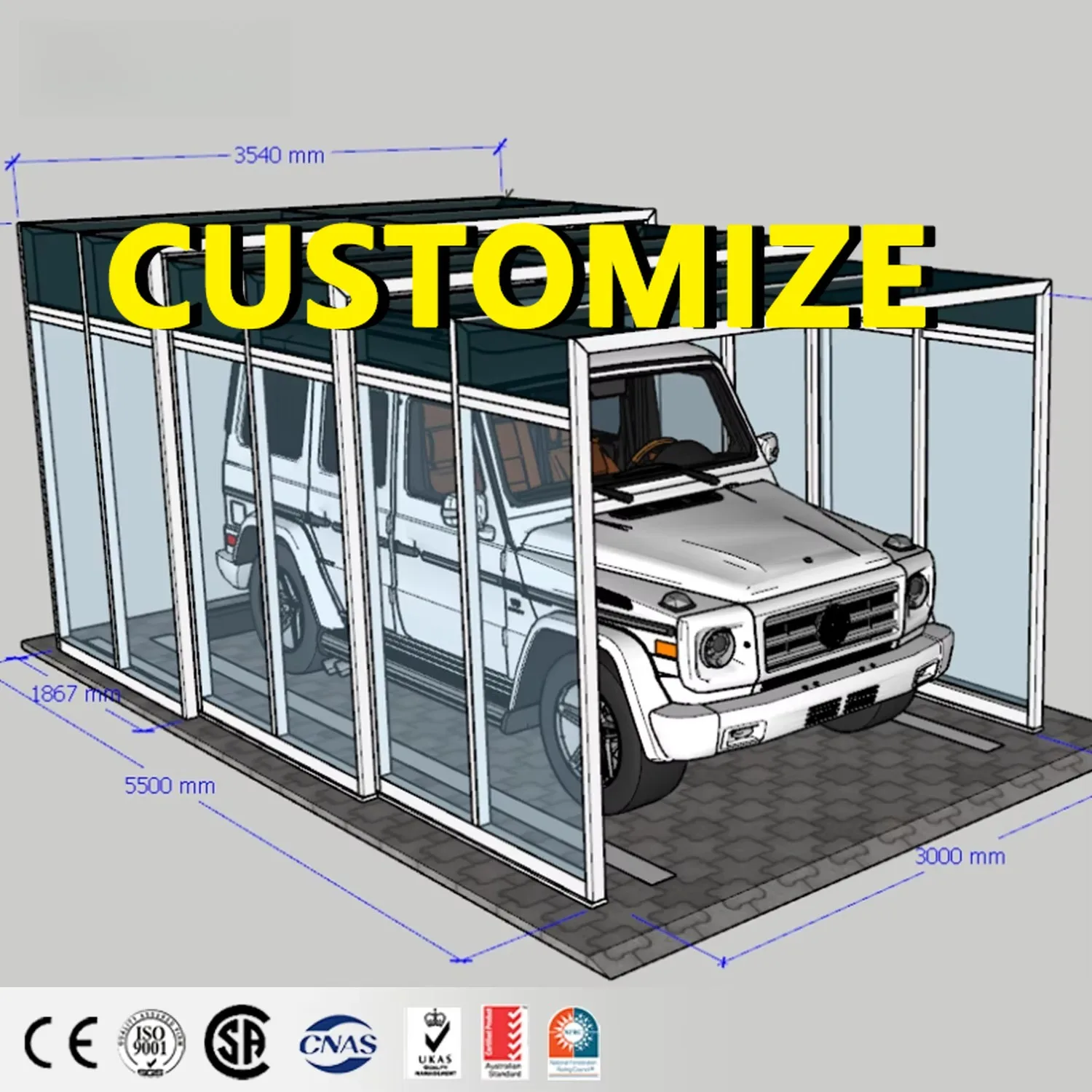 Any Size Custom Steel Frame Retractable Foldable Carport Home Durable Waterproof Sun Shade Car Garage Outdoor Patio Vehicle Tuf