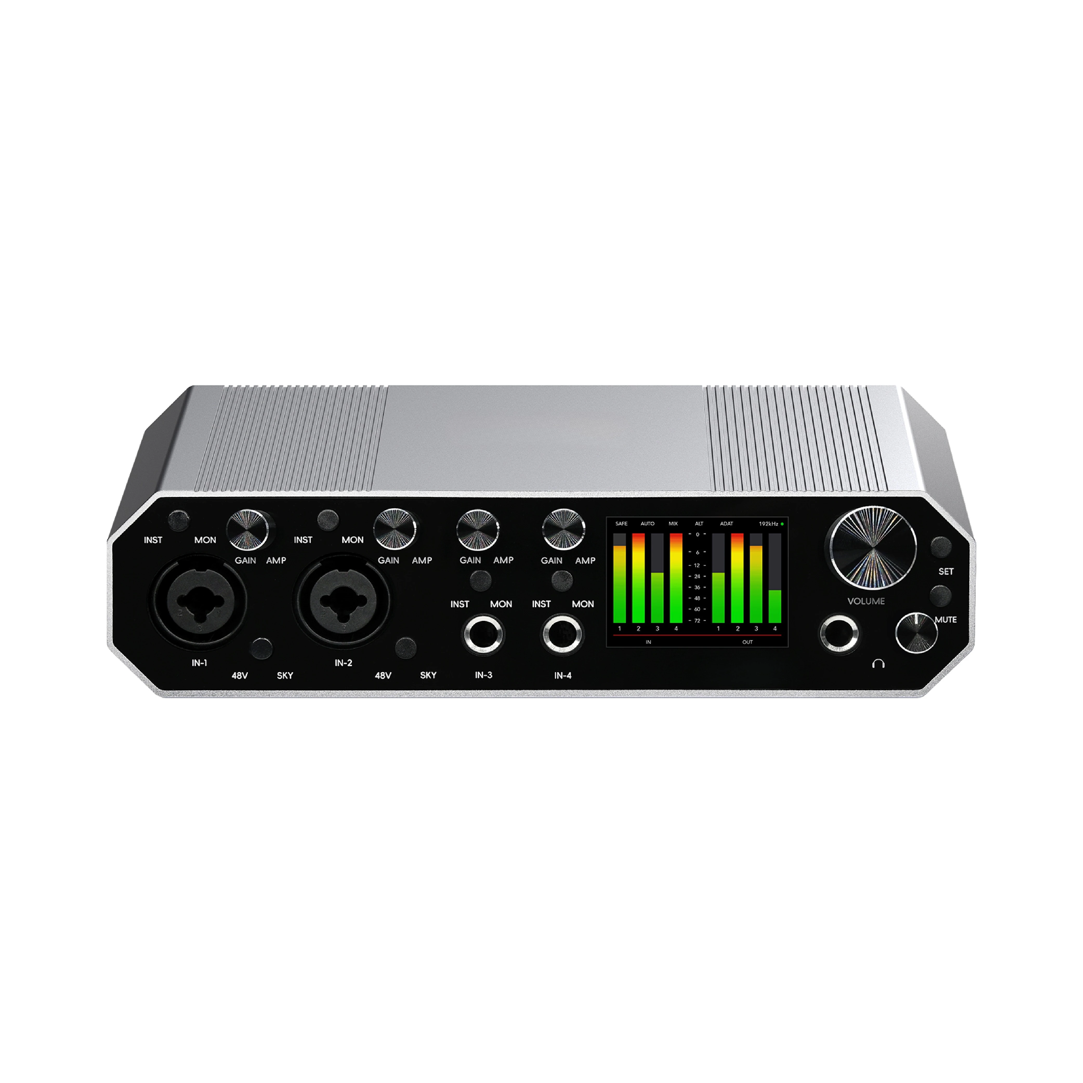 USB audio interface MIDI input/input LCD automatic gain anti-clipping balanced TRS output for music recording