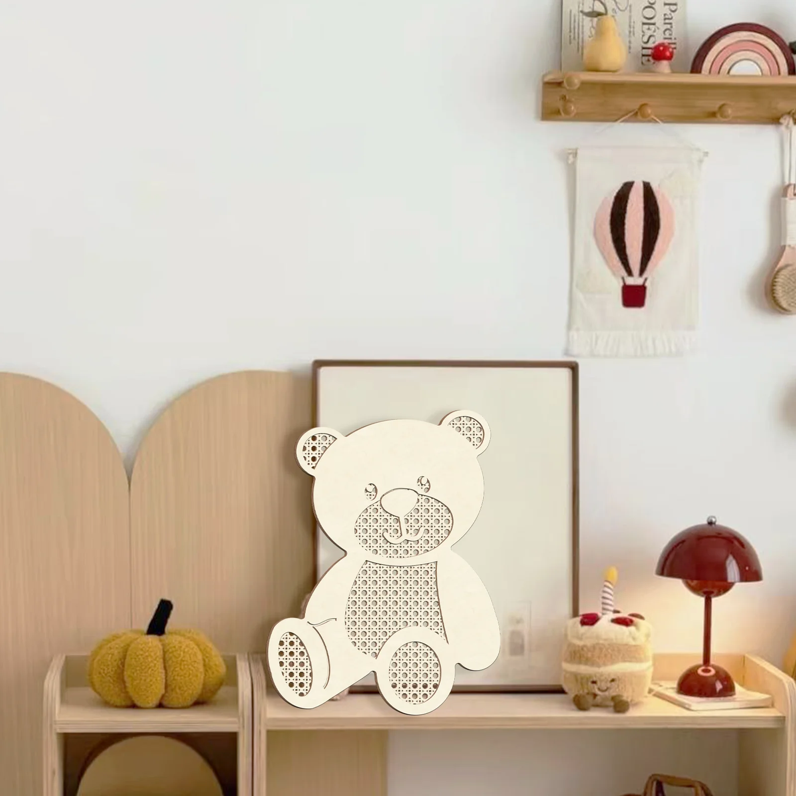 DIY Unpainted Teddy Bear Wooden Wall Hanging - 30.5x23.2cm Laser Cutting Kit, Customizable Children's Room Craft Project