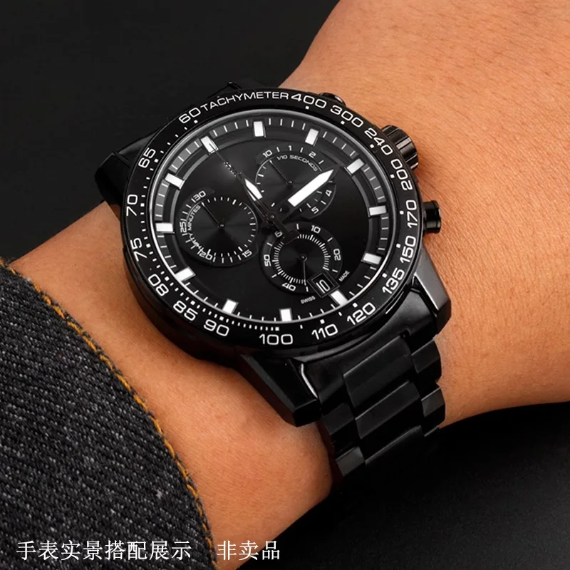 For Tissot T125 Speed Date 1853 Stainless Steel Watch Band 22mm | Replacement Bracelet T125617A|Black Samurai Steel Chain Strap