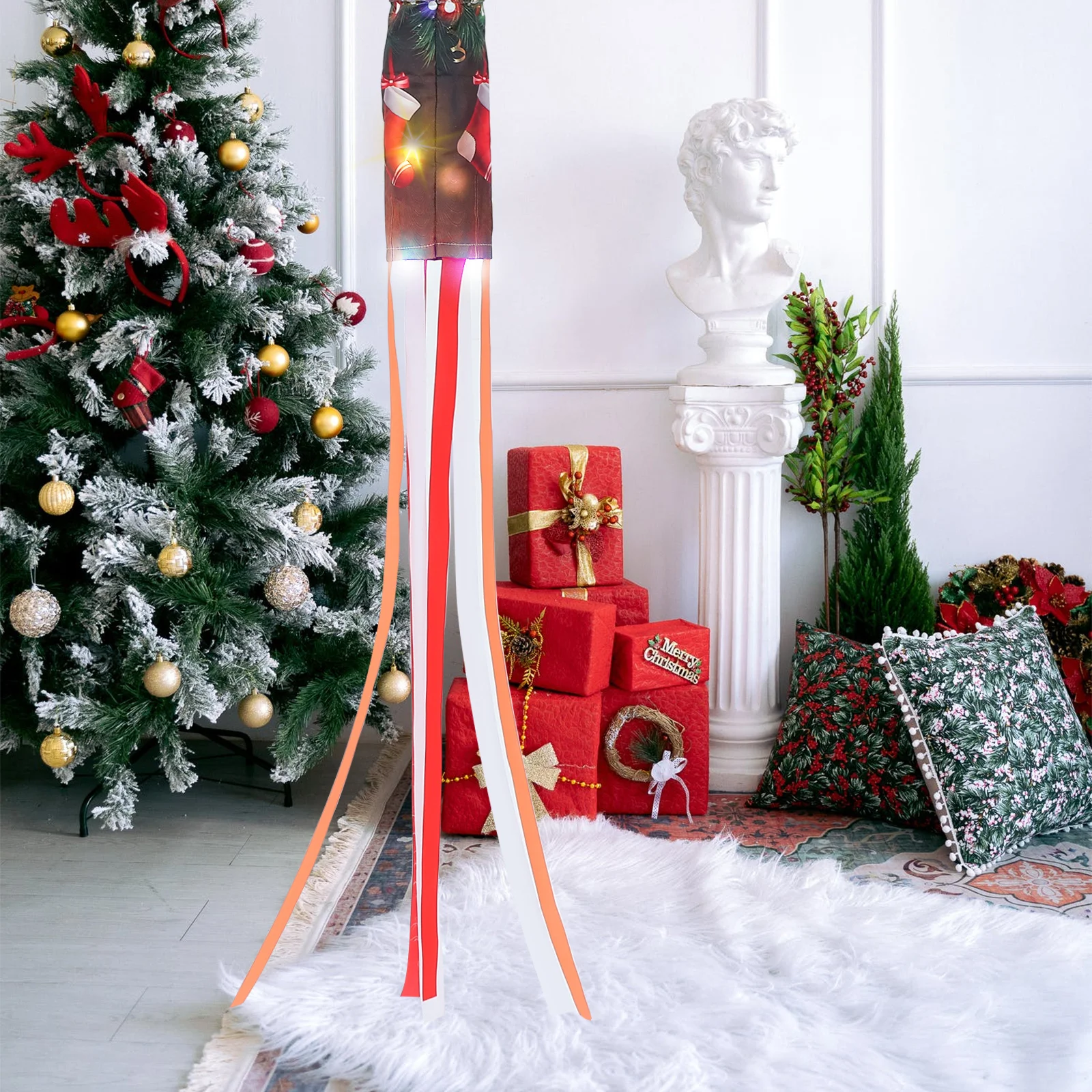 

Christmas LED Windsock Flag High Quality Durable Lightweight Decorative Pendant Festival Decoration Windsock Flag