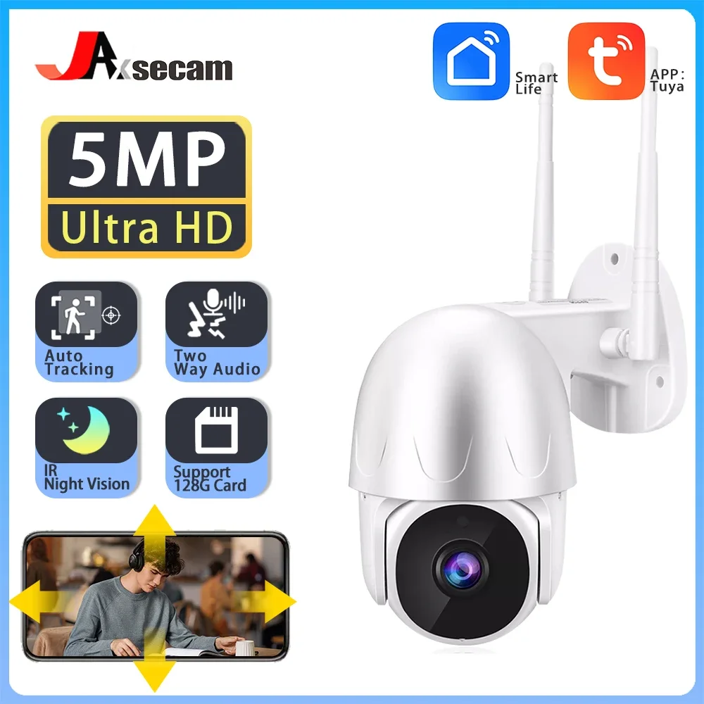 

5MP PTZ WiFi IP Wireless Camera Tuya Smart Outdoor Home Security 4X Zoom Auto Tracking Dome Camera CCTV Video Surveillance