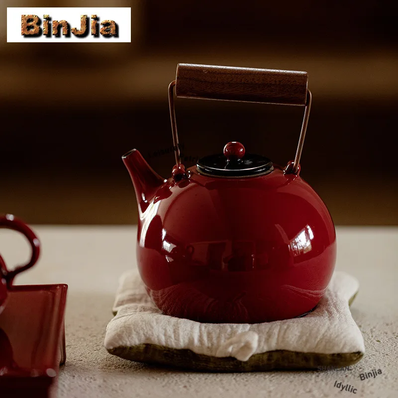 

Coarse Pottery Handmade Chinese Red Teapot Luxury Tea Infuser Pot Tea Maker Kettle With Filter Tea Services Tea Stove Supplies