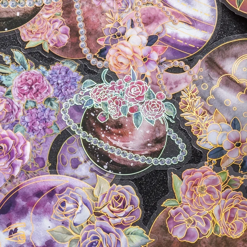 10Sheets Laser Gold Bronzing Planet Sticker Butterfly star Transformation Material Planner School Base Scrapbook Daily