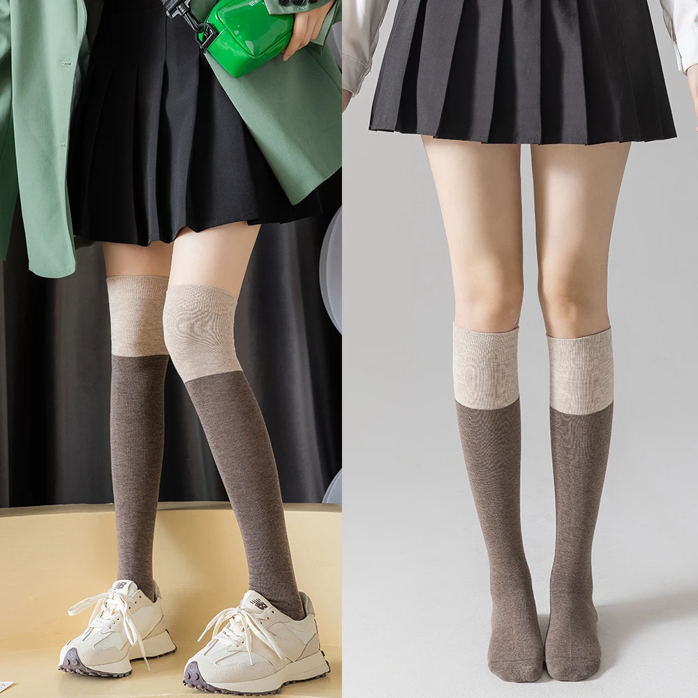 Women\'s Socks New Autumn And Winter Long Leg Socks Middle Tube Knee Length Contrast Color Cotton Casual Comfort Fashion Trend
