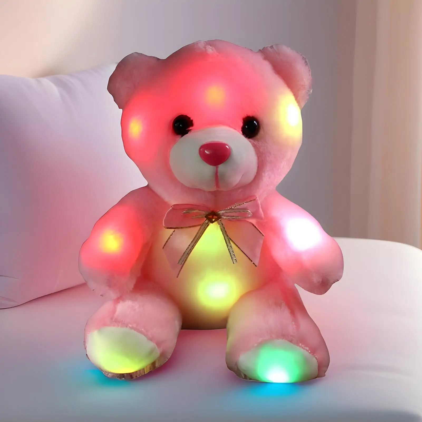 Beer Pluche LED Light-Up Leuke Slaapkamer Decor Leuke Gevulde Beer Speelgoed Voor Kinderen Voor Jongens Meisjes Familie Metgezel Reizen Camping