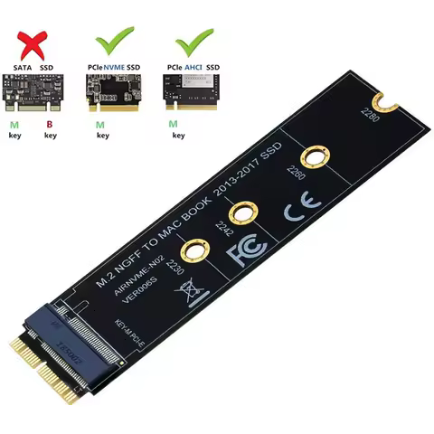 M.2 NVME Protocol To 2013-2017 for MacBook Air Pro SSD Adapter Cards, PCIE 3.0, A1465, A1466, A1398, A1502 Adaptador Ssd