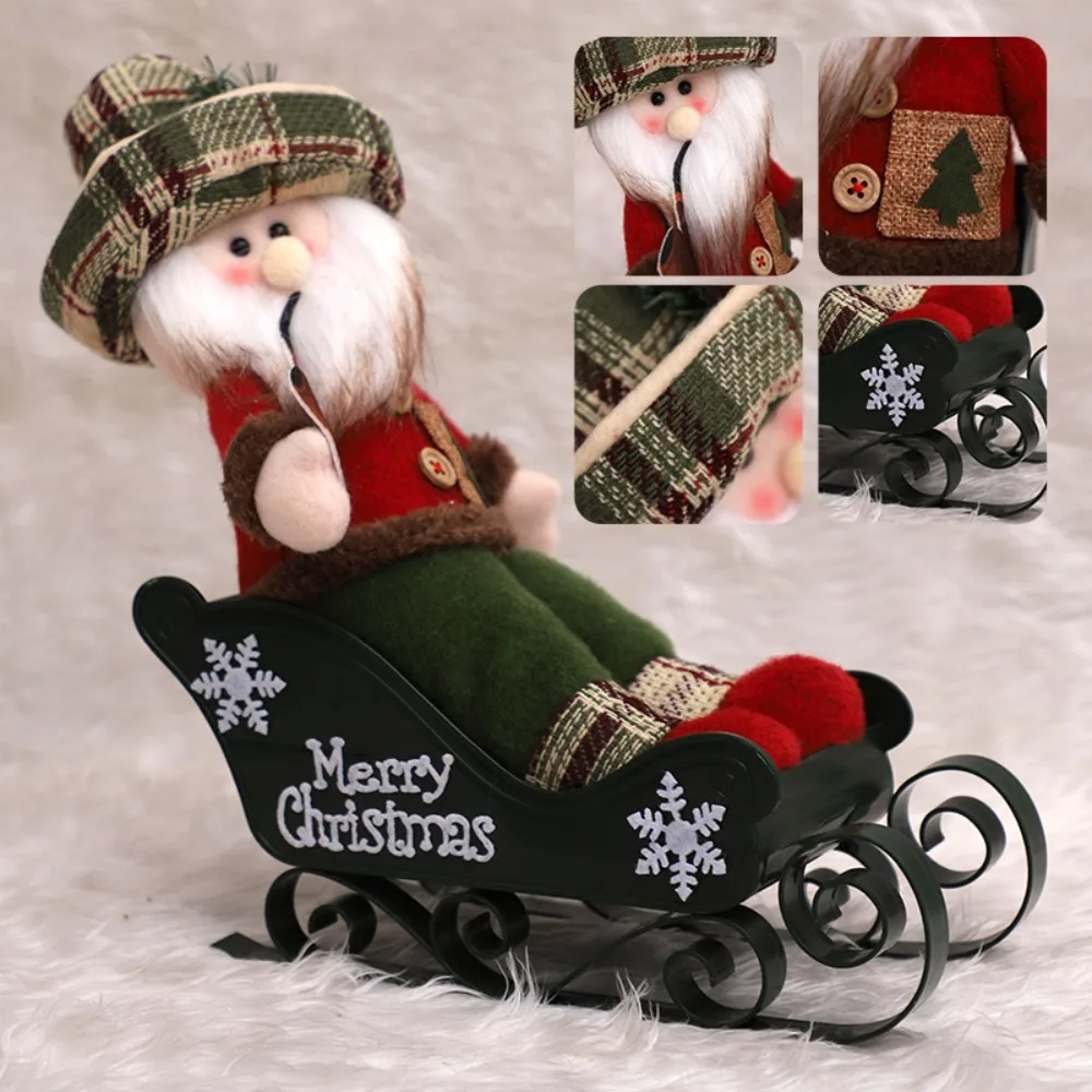 Sled Pulling Old Man Christmas Ornaments Elk Snowman Plush Doll Party Supplies Embellishment Festival Decoration