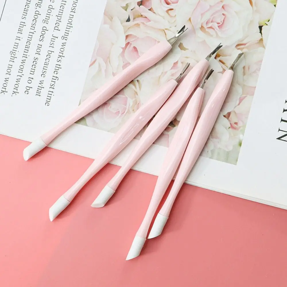 10pcs Cuticle Pusher Chroma Dead Skin Fork Double-Ended Two-in-one Dead Skin Pliers V-shaped Exfoliation Nail Press Stick Women