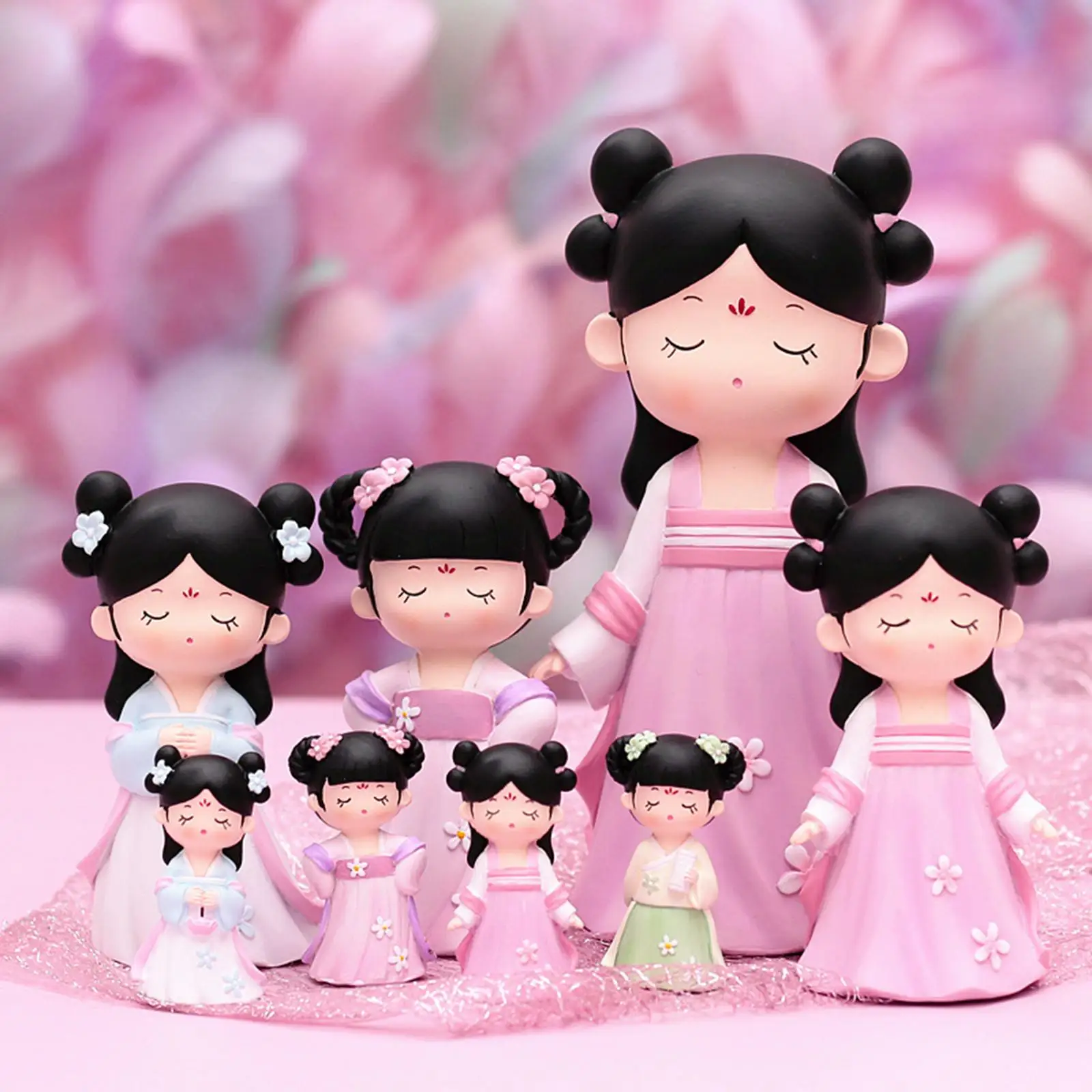 Bambola Cinese in Resina, Miniatura con Abito Hanfu, Decorazione per Libreria, Camera da Letto e Casa delle Bambole