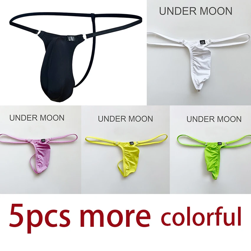 5pcs mens sexy g-strings and thongs underwear penis up pouch low-rise nylon elastic underwear