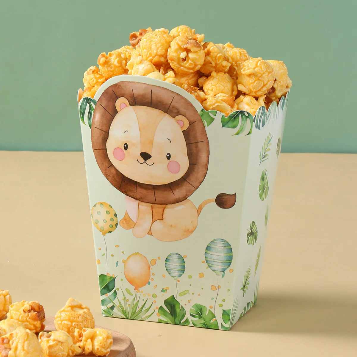 Jungle Animal Safari Theme Popcorn Boxes Treat Boxes Happy Birthday Party Decoration Kids Wild One Baby Shower Supplies Gifts