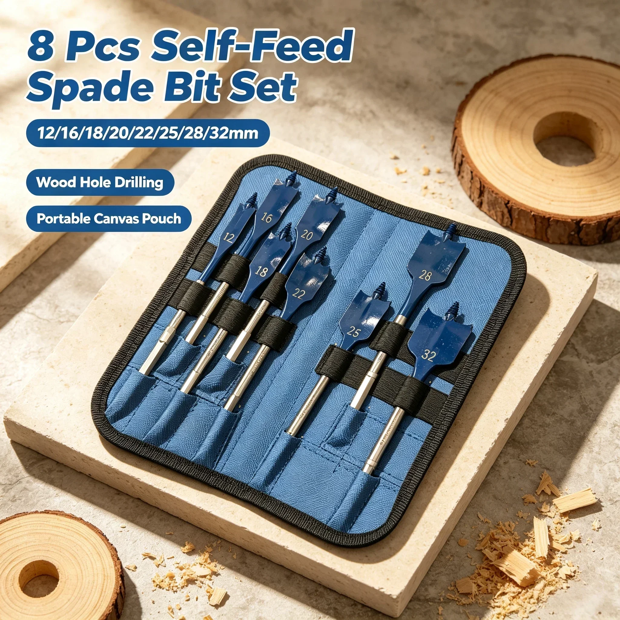 BOSCH 2608902111 Expert SelfCut Speed Spade Drill Bit Set 12-32mm 8-Piece Woodworking Drilling…