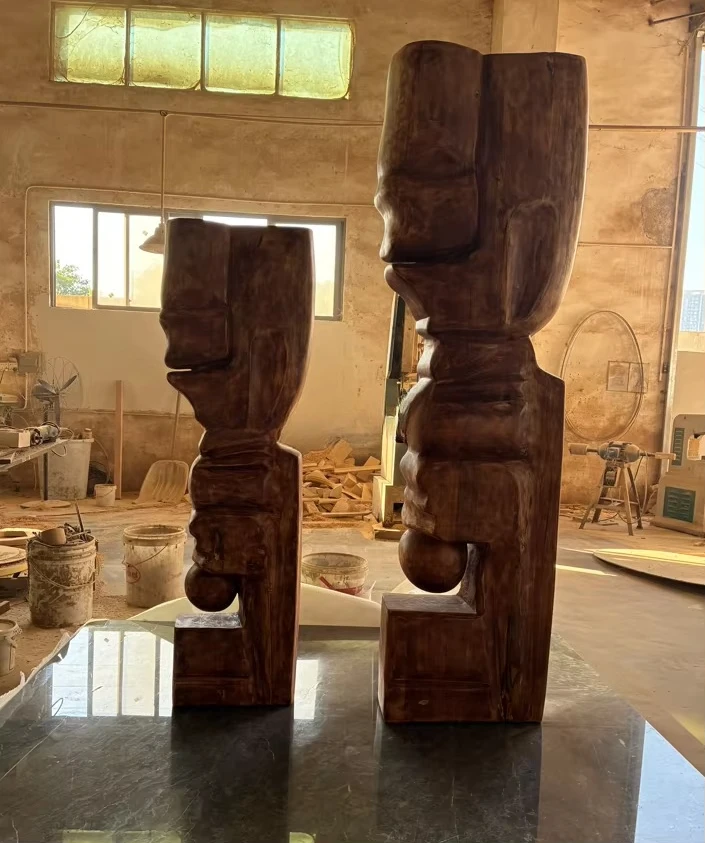 ！@Abstract Wood Handicraft Carve Custom Handmade Artwork Birthday Hotel Interior Tabletop Sculptures
