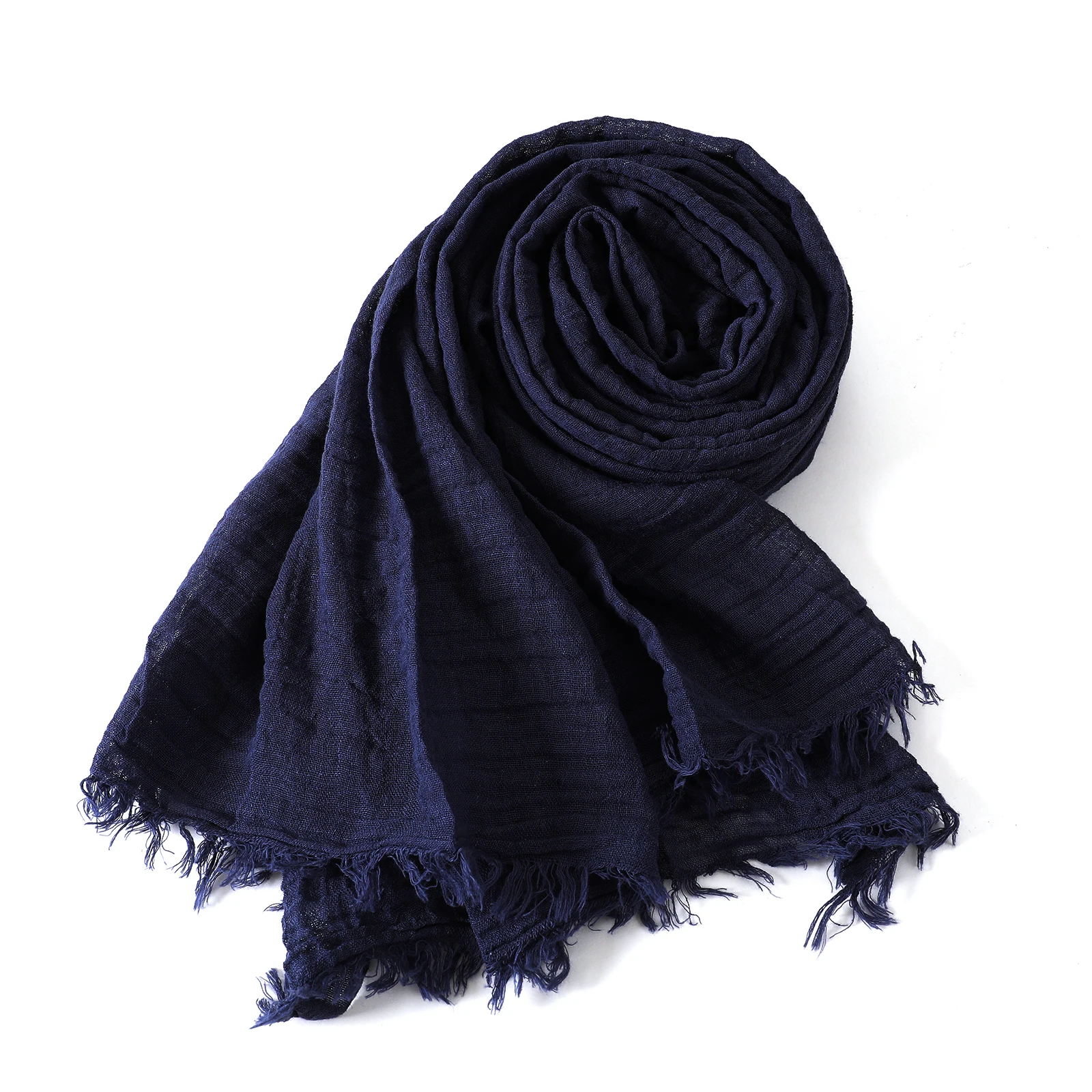 Solid Color Cotton Linen Men's Scarves Autumn Winter Warm Neckerchief Muffler Male Accessories Short Tassel Bufanda Shawl image 2