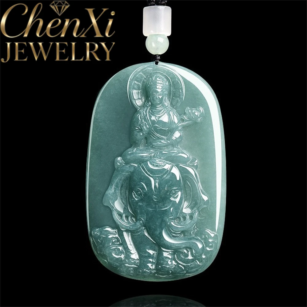 

Элитный кулон из натурального нефрита цвета голубой воды с изображением Бодхисаттвы Авалокитешвары, роскошное качество, модные ювелирные изделия, изысканный и элегантный.