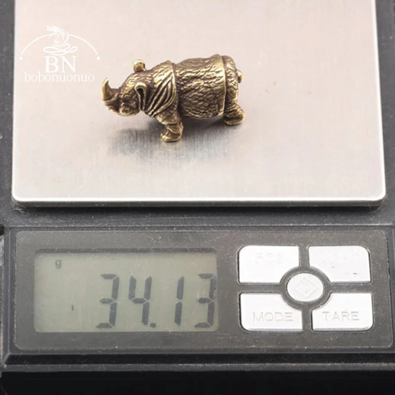 Handmade Pure Copper Cute Rhinoceros Miniatures Figurines Solid Vintage Brass Rhino Ornaments Tea Pets Desktop Decorations Craft