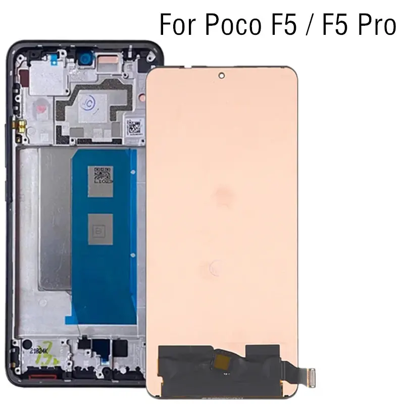 AMOLED For Xiaomi Poco F5 Pro F5Pro LCD 23013PC75G Display Screen Touch Panel Digitizer For Poco F5 LCD 23049PCD8G Display Frame