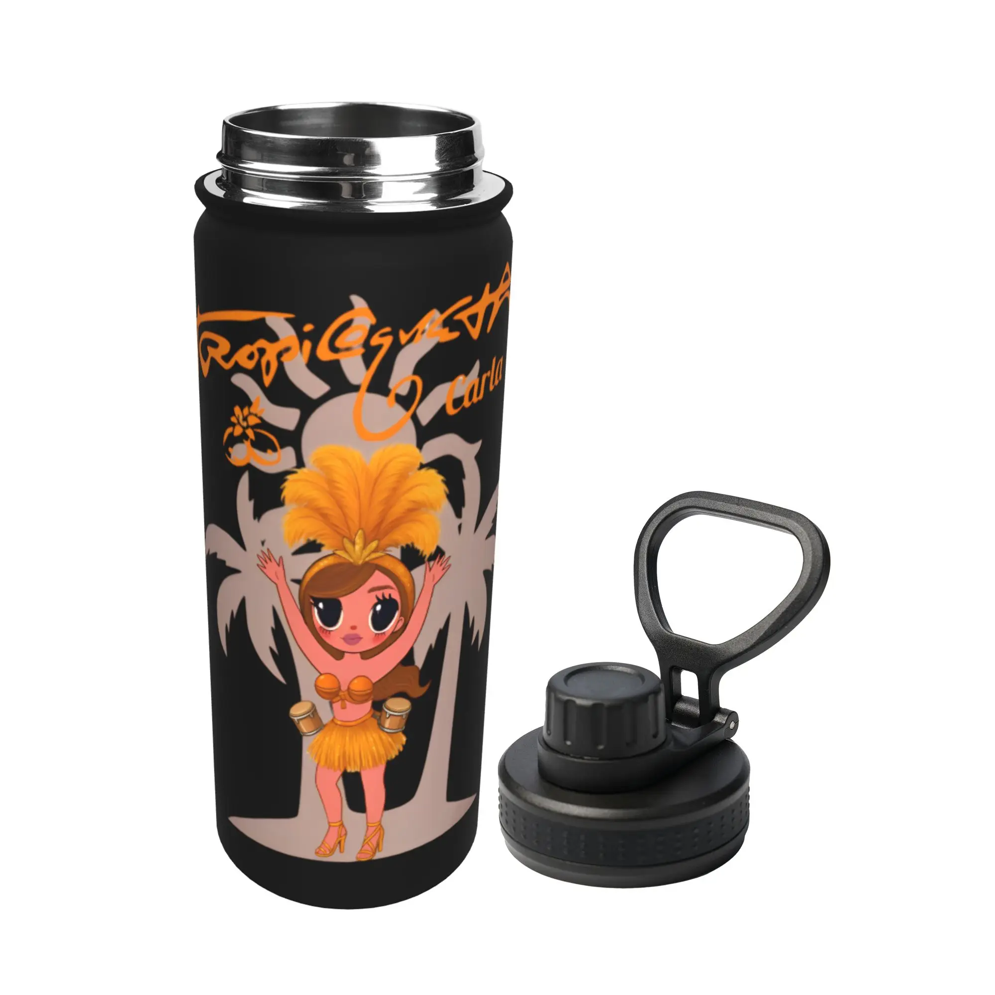 Termo Deportivo Aislado de 18 oz con Diseño del Álbum Tropicoqueta de Karol G, Tazas de Café de Acero Inoxidable, Tazas para Smoothies y Té, para Bebidas Frías y Calientes
