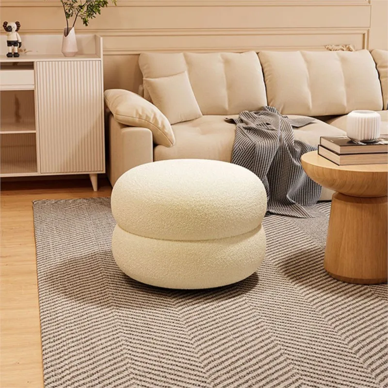 

Living Room Small Stool Lamb Velvet Household Round Stool Children's Sofa Low Stool Simple Seat Cushion Shoe Changing Stool 2025