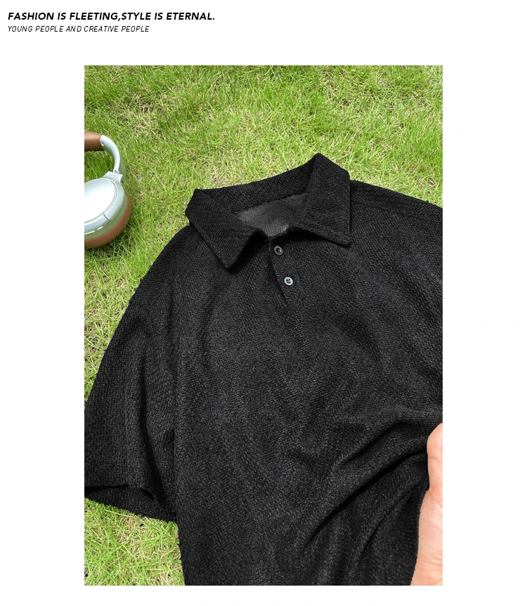 Herren Oversized Polo Kurzarm-Oberteil mit Wabenstruktur, Reverskragen für Freizeit, Pendeln und Alltag – Detail 20