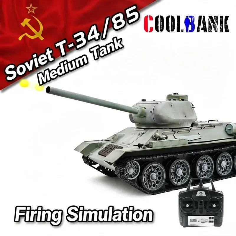 Henglong Soviet T34-85 3909 Snow‑White 1/16 Remote Control Metal Tracked Tank 7.0 Version Infrared Battle Electric RC Model Toy view 4