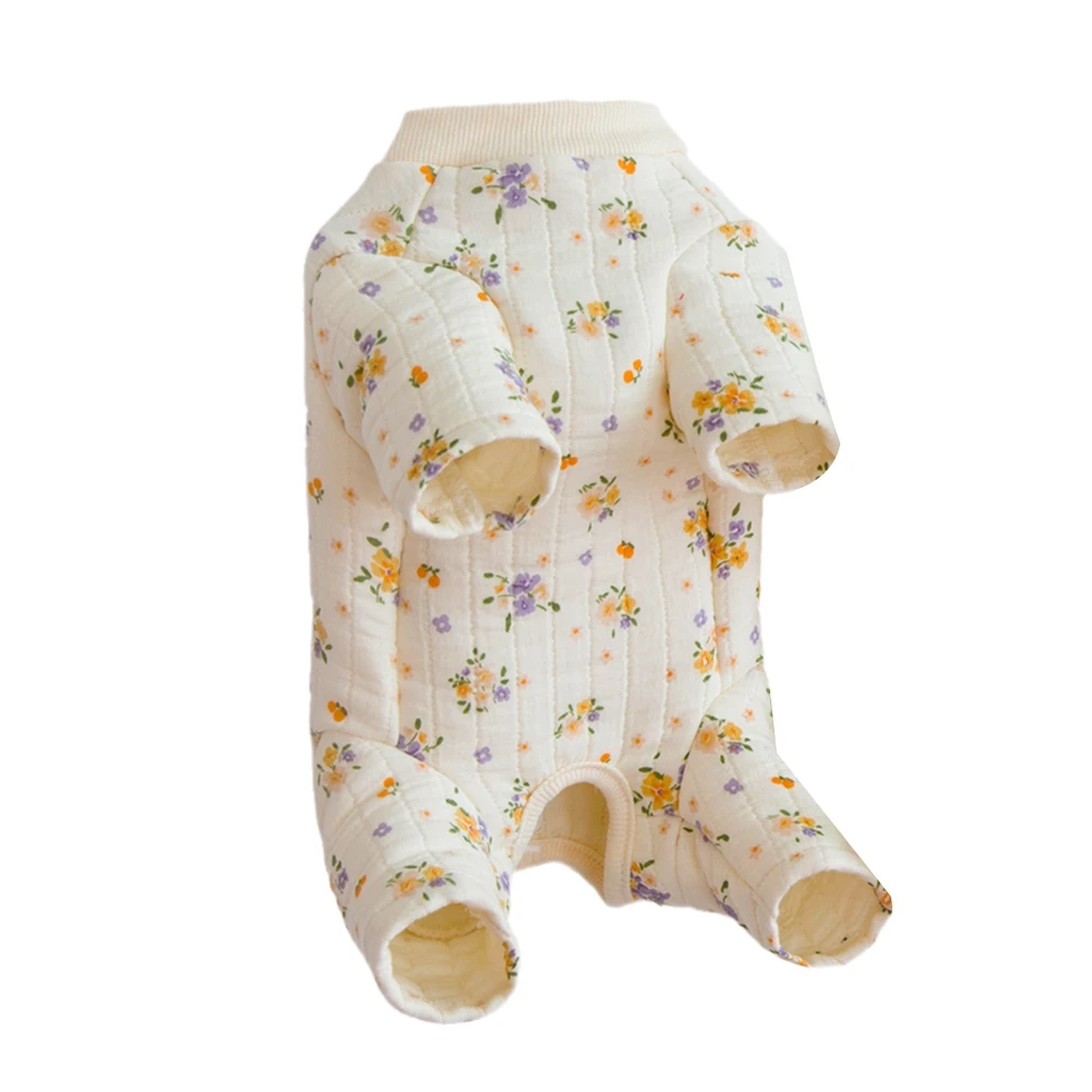 ABYA Winter Warm Cotton Pet Dog Clothes for SmallDogs Wrapped Belly Dog Jumpsuit Pajamas Chihuahua Puppy Cat Onesie Pijamas S