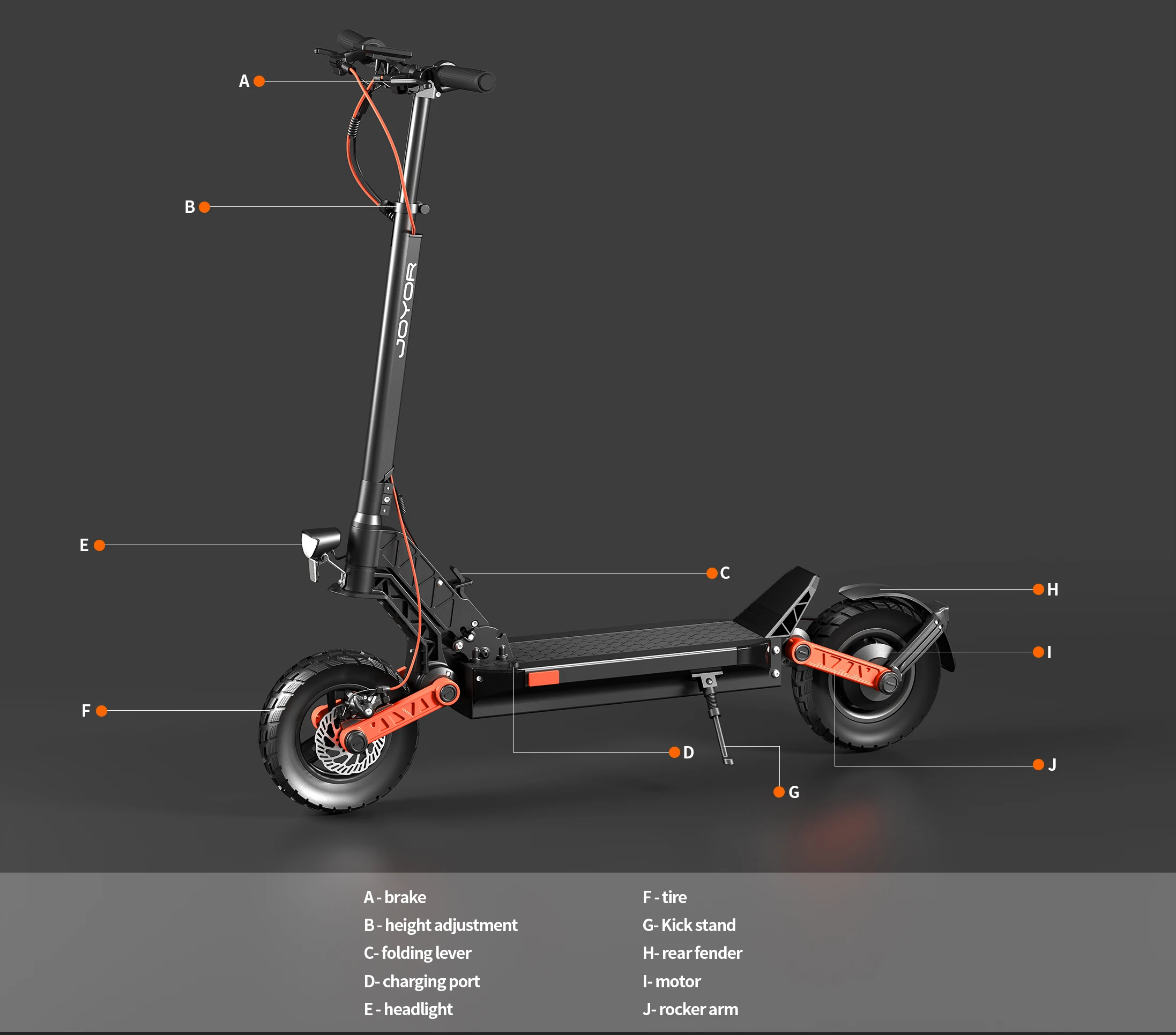 JOYOR S5 ABE Elektroroller für Erwachsene 48V13AH Akku Faltbar 10 Zoll Luftreifen Urban Commuting City E-Scooter – Detail 9