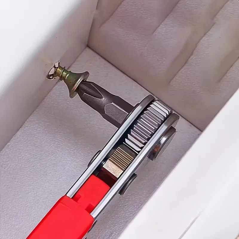 

Steel Screwdriver Suitable for Narrow Spaces Non-Motorized Red Right Angle Tool with Ratchet Forward/Reverse Function