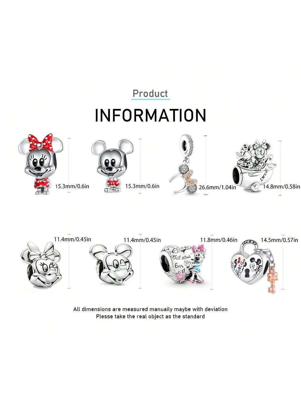 Disney-abalorios de plata de ley 925, cuentas de Mickey y Minne, aptas para pulsera Pandora Original, regalo DIY