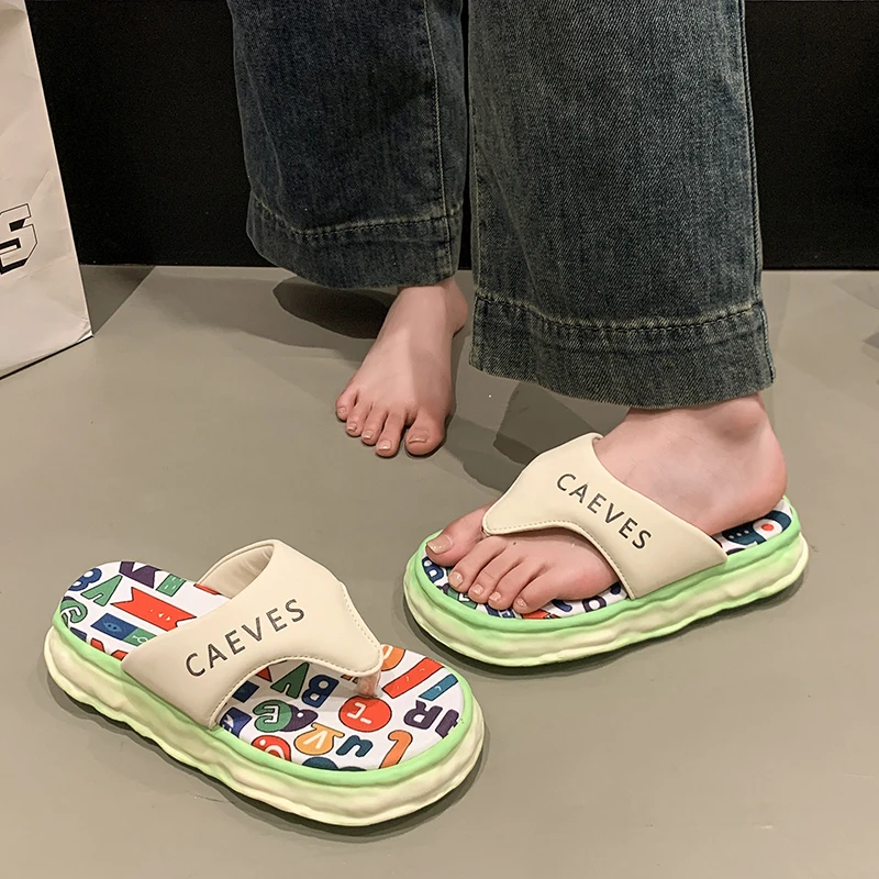 

Women's Summer Fashion Printed Decorative Thick-soled Flip-flops 2026 New Garden Personalized Design Casual Outdoor Slippers