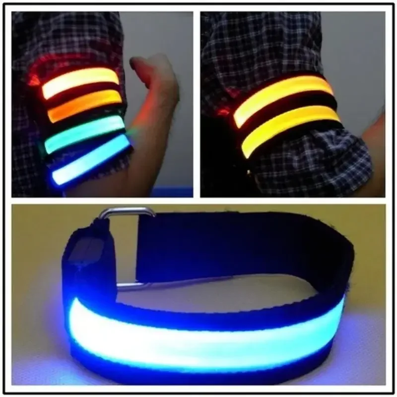 1PC Glowing Bracelets LED Luminous Arm With LED Reflective Bracelet Adjustable Running Armband For Runners Joggers