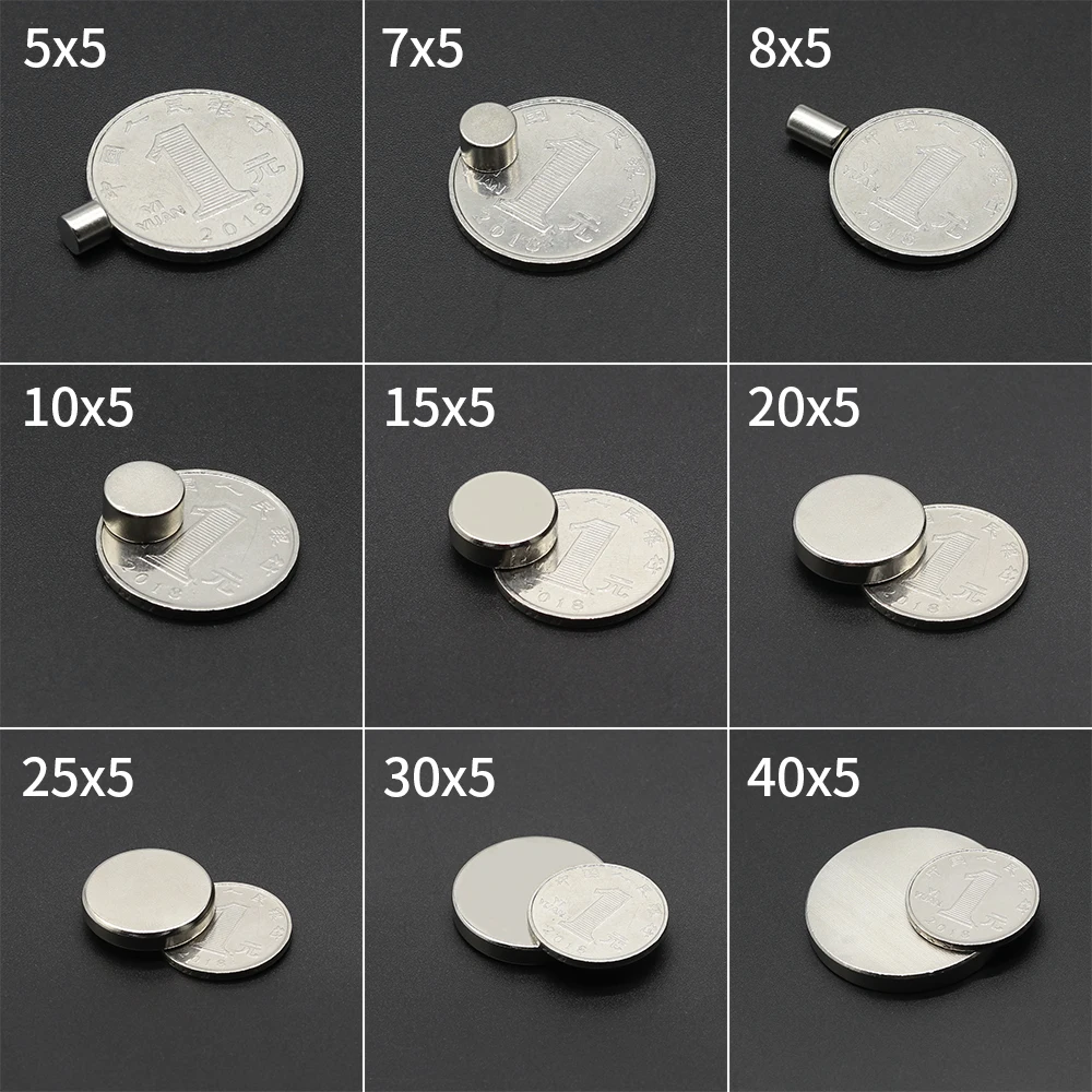 Round Magnet 5x5,7x5,8x5,10x5,12x5,15x5,20x5,25x5,30x5mm Neodymium N35 Permanent NdFeB Super Strong Powerful Magnetic imane Disc