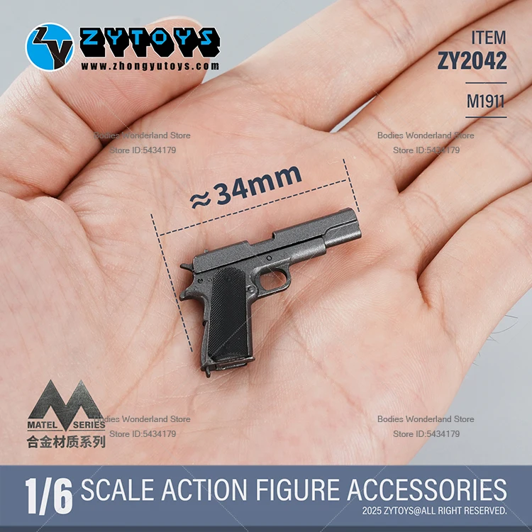 มีสินค้าในสต็อก ZYTOYS M9 M191 1/6 Scale Soldier Alloy Simulation Mini Pistol Model Accessories สำหรับตุ๊กตาแอ็คชั่นฟิกเกอร์ขนาด 12 นิ้ว