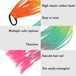 Colorful braids for women, synthetic wig extensions, rubber bands, rainbow braids, ponytail hair accessories, cosplay party 8 Main Sales Hair Rabo Horse - №8