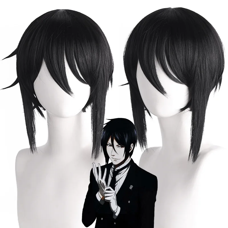 

Synthetic Long Black Cosplay Wig Heat Resistant Fiber Anime Costume Party Hair for Men Women Adult Halloween
