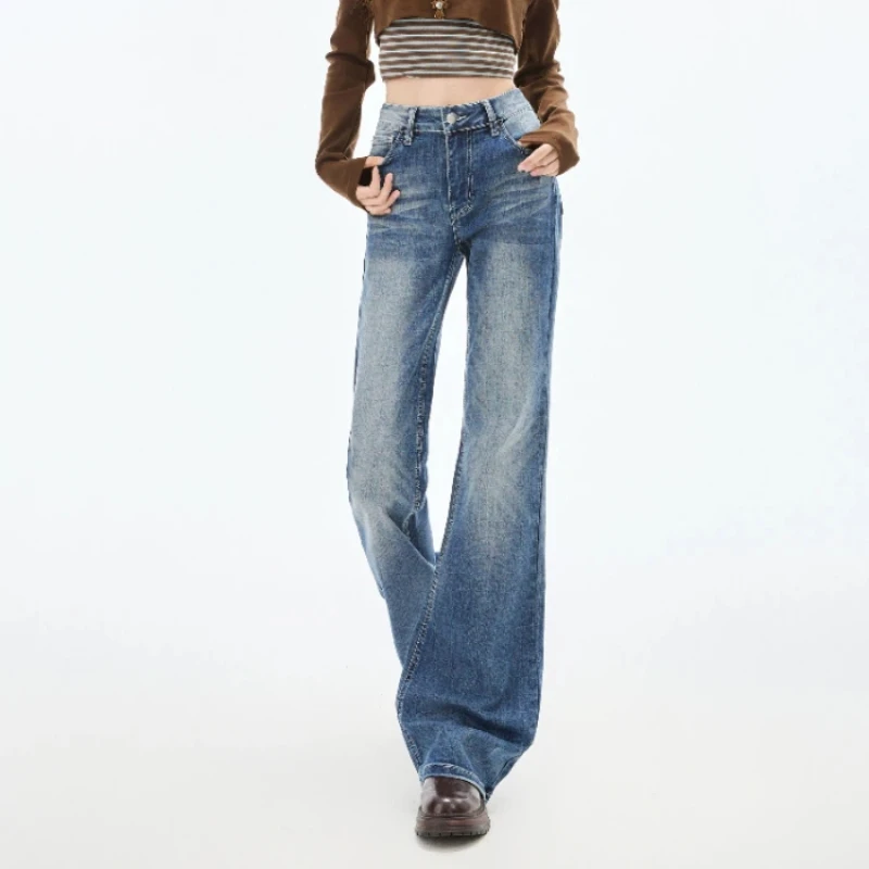 Y2k jeans vintage cintura baixa flare calças femininas primavera retro fino ajuste denim calças estiramento moda casual