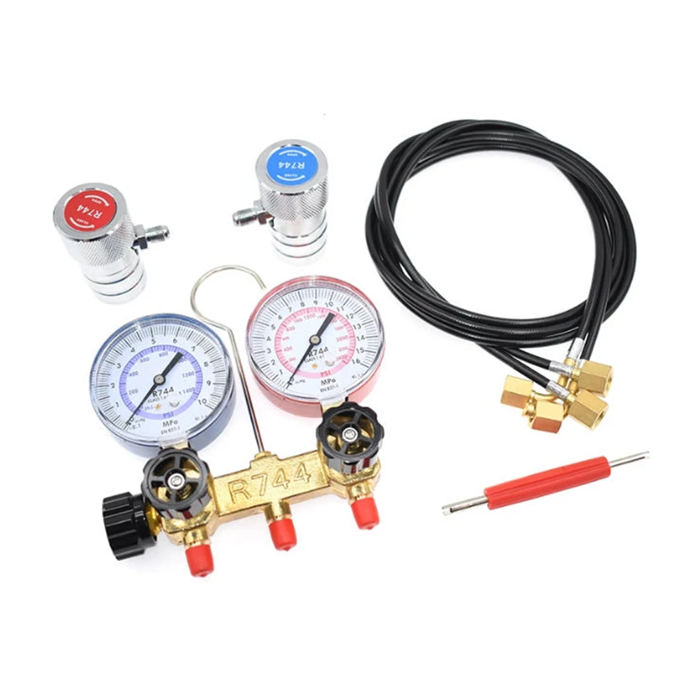 Refrigerant Charging Hoses with Diagnostic Manifold Gauge Set for Mercedes Benz Maybach R744 Fluorination Tool