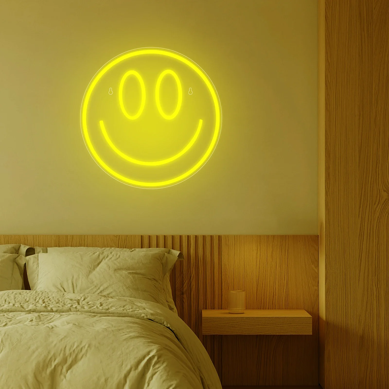 Smiling Face Neon LED Neon Wall Decoration Smiling Face Luminous Sign USB Powered Yellow Neon Sign Bedroom Wedding Decoration